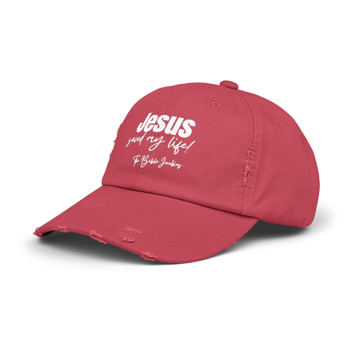 Jesus Saved My Life, Unisex Distressed Cap - The Bible Junkies