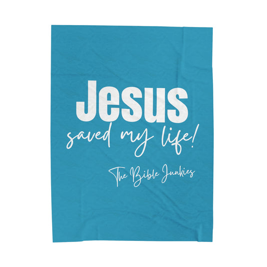 Jesus Saved My Life, Velveteen Plush Blanket - The Bible Junkies®