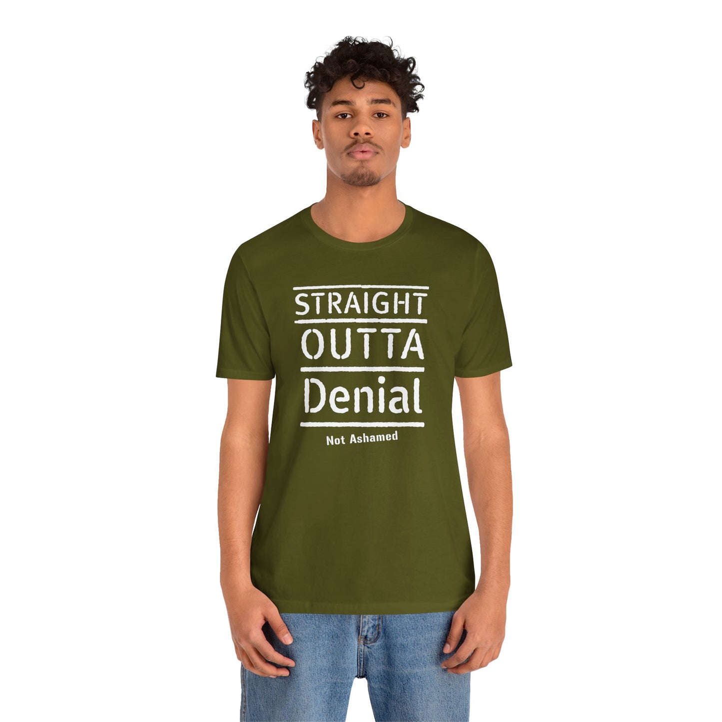 Straight Outta Denial, Bella Canva T-shirt - The Bible Junkies